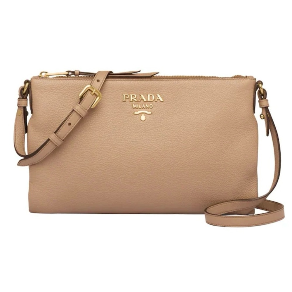 Prada Beige Vitello Phenix Leather Crossbody Bag